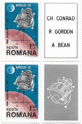 Apollo 12, 1969 (bloc de 2 cu viniete) - NEOBLITERAT foto