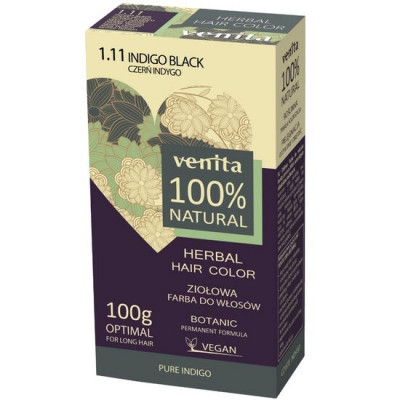 Vopsea de par bio, 100% Natural, 100 g, Nr. 1.11, Negru Indigo foto