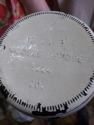 Butelca vintage franceza din ceramica foto