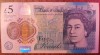 B11 - Bancnota foarte veche - Marea Britanie - Anglia - 5 lire sterline regina
