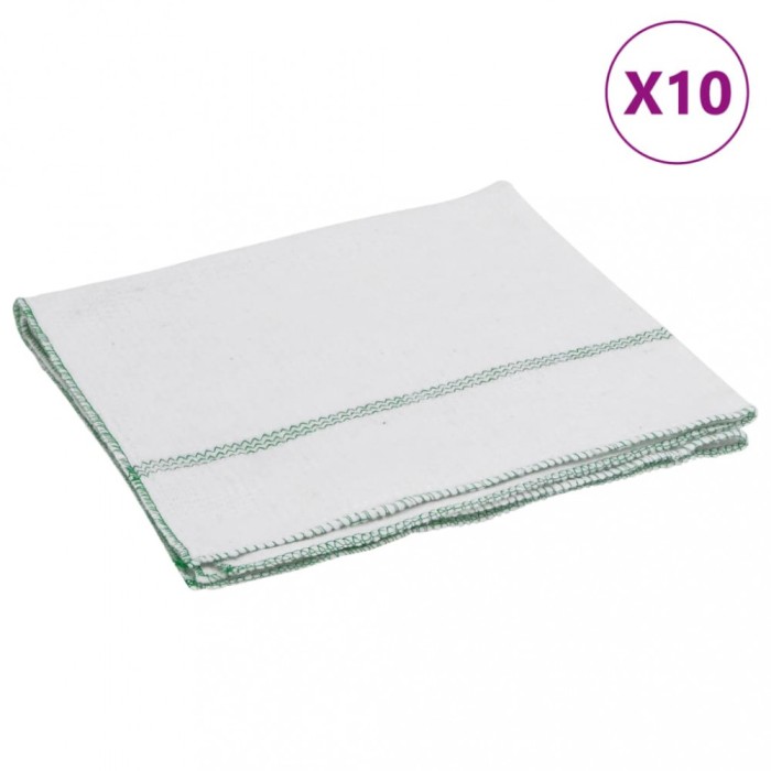 Gossi lavete de podea, 10 buc., alb cu dungi verzi, 50x60 cm