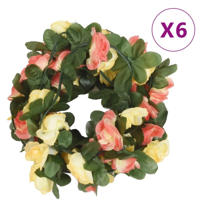 Gossi ghirlande flori de craciun, 6 buc., rosu apus de soare, 250 cm