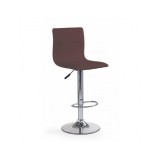 Scaun bar HM H21, Piele ecologica, Inaltime ajustabila, Cu spatar, Rotativ, 90 kg, Maro