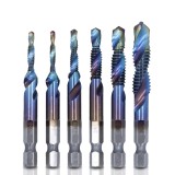 Set profesional cu 6 piese, gaurire + filet, m3 - m10, duritate inalta (albastru)