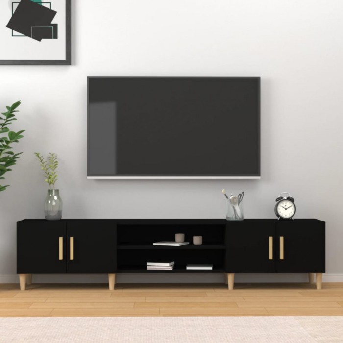 Gossi comoda tv, negru, 180x31,5x40 cm, lemn prelucrat