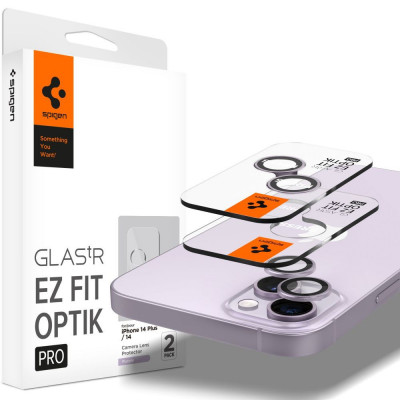 Set 2 Folii de protectie camera Spigen Optik.TR pentru Apple iPhone 14/14 Plus/15/15 Plus Mov foto