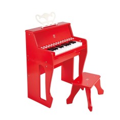 Pian din lemn cu functie electronica si scaun pentru copii Hape rosu
