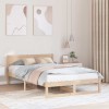 Cadru Pat vidaXL 140x190 cm, Lemn Masiv Pin, Maro, Modern, cu Headboard