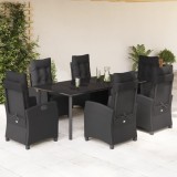 vidaXL Set mobilier de grădină cu perne, 7 piese, negru, poliratan 3212972