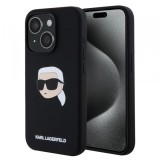 Husa MagSafe pentru Apple iPhone 15, Karl Lagerfeld, Silicone Karl&#039;s Head, Neagra