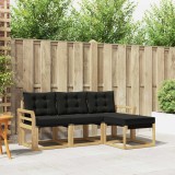 vidaXL Set de canapele de exterior cu pernă 4 pcs Alb și negru 3389358