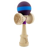 Kendama X Originala, Profesionala, Cyrax, Cupe Mari KING SIZE V3, Rubber Grip, Gaura in Baza, Rulment Metalic, din lemn 18 cm, Ata 62/65 cm, M Mov/Alb