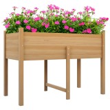 Outsunny Pat de Gradina Inaltat din Lemn 115x55x80cm cu Orificii de Scurgere pentru Legume Flori | Aosom Romania