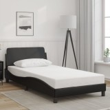VidaXL Cadru de pat cu tăblie, negru, 100x200 cm, piele ecologică