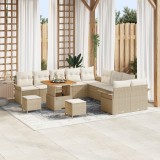 Set de canapea de grădină vidaXL cu 13 piese și perne Bej Ratan Acacia, Canapea de grădină vidaXL cu 2 locuri și depozitare &amp; perne Bej Ratan, Set de