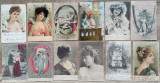 Eleganta feminina// lot 12 carti postale circulate in Romania, inceput sec XX
