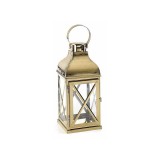 Felinar metal auriu sticla 14x14.5x33 cm