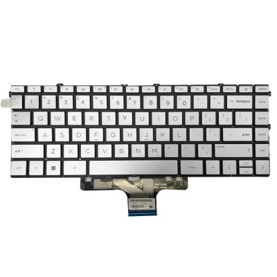 Tastatura Laptop 2-in-1, HP, Pavilion X360 14-EK, iluminata, argintie, layout US foto