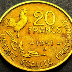 Moneda istorica 20 FRANCI - FRANTA, anul 1951= litera B * cod 488 B