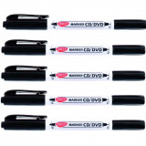 Cumpara ieftin Set 5 Markere CD DACO, Doua Capete de Scriere, Varf 0.5-1 mm, Negre, Marker CD, Marker DVD, Marker Permanent CD, Markere, Marker Negru, Markere Negre,