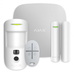 Kit alarma StarterKit Cam Plus, wireless, 2G/3G/4G, LAN + Wi-Fi, alb - AJAX, StarterKitCamPlus(W)-20294