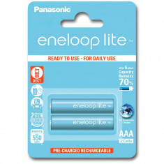 Baterie Panasonic Eneloop Lite, AAA / LR3 / 1.2V, Set 2 Bucati, Reincarcabila, 550mAh