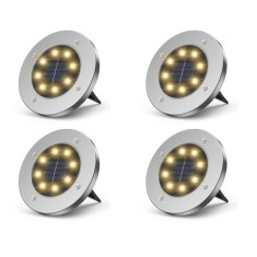 Set 4x Lampa Cu Incarcare Solara Rapida SI Timp Mare De Utilizare, alb cald, Tip Spot Cu 8 Leduri, Pentru Gradina, WaterProof, IP65, Carcasa Din Metal
