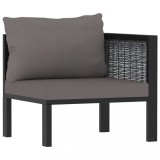 Canapea Colt Modulara Poliratan Gossi Antracit, Cotiera Stanga, Gradina/Exterior, 68x68x60 cm, Perna Gri Inchis