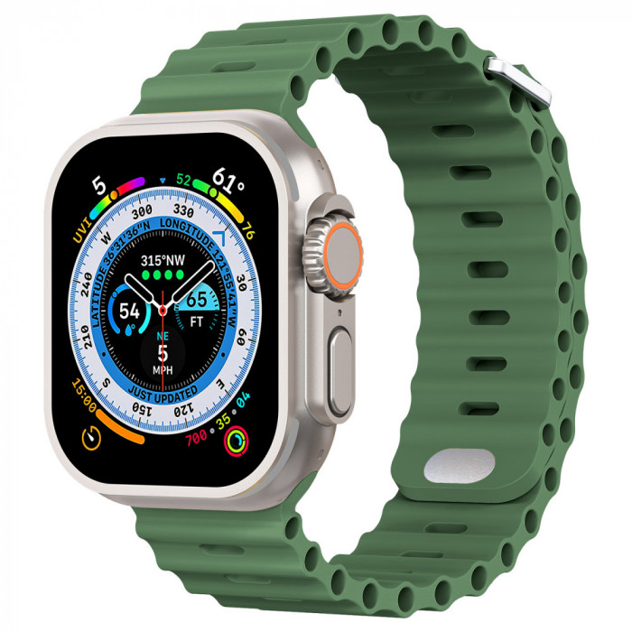 Curea silicon TU&amp;YA&reg; Premium, pentru Apple Watch 8/7/6/5/4/3, Display 49/45/44/42 mm, Verde