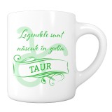 Cana alba personalizata &quot;Legendele sunt nascute in zodia Taur&quot;, INOVATIX&reg;. 330ml