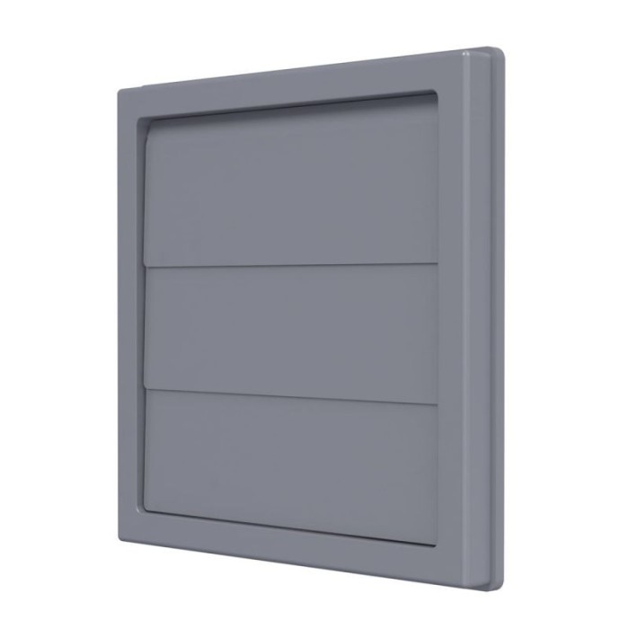 Grila ventilatie patrata cu clapeta antiretur, Diametru &Oslash;125mm, exterior 150x150, ASA plastic Grey