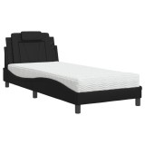 Cumpara ieftin Pat, Viana, cu saltea, negru, 90x190 cm, piele ecologica