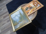 Lot vintage de 2 picturi interesante, Natura, Pastel, Realism