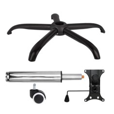 Set placuta balans metalica 20 cm x 15 cm, rolă universală cauciuc mm,baza 64 cm si cilindru piston, gaz, pentru scaune birou, argintiu, 35 cm