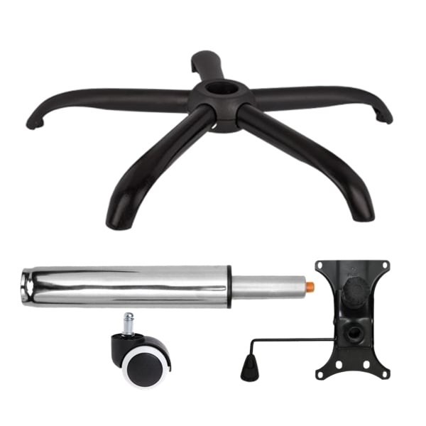 Set placuta balans metalica 20 cm x 15 cm, rolă universală cauciuc mm,baza 64 cm si cilindru piston, gaz, pentru scaune birou, argintiu, 35 cm
