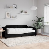 vidaXL Pat de zi cu saltea, negru, 100x200 cm, textil