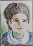 Portret fetita// acuarela Rodica Raileanu 1985, Portrete, Cerneala, Altul