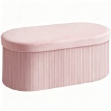HOMCOM Pouf pliabil cu spațiu de depozitare modern, tapițat cu catifea, 72L, pentru living și dormitor, 76x38x35 cm, Roz | Aosom Romania