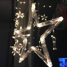 Stea LED pentru fereastra, decor Craciun, alimentare baterii, 19 cm