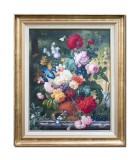 Tablou celebru pictat manual inramat, Aranjament floral, 65x55cm ulei pe panza, reproducere Rachel Ruysch, Magnific