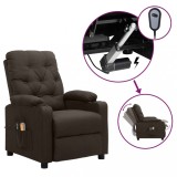 VidaXL Fotoliu de masaj electric, maro &icirc;nchis, material textil