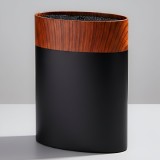 Suport universal pentru cutite Koken, insertie cu fire din nylon, organizator din plastic soft-touch fara BPA, 22x16x7.2 cm, Negru cu imitatie lemn