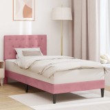 vidaXL Cadru de pat cu headboard Roz 90 x 190 cm Catifea 42027634