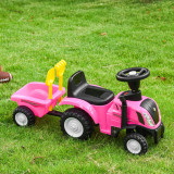 Cumpara ieftin HOMCOM Tractor pentru Copii Ride-on cu Remorca, Grebla si Lopata, Joc Educativ pentru Copii 12-36 Luni, 91x29x44cm, Rosa, Roz