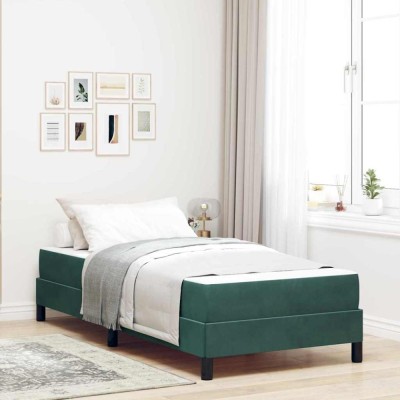 vidaXL Pat boxspring cu saltea Verde &amp;icirc;nchis 90 x 200 cm Catifea 3398668 foto