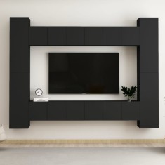 vidaXL Set dulapuri TV, 10 piese, negru, lemn prelucrat foto
