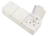 Conector alimentare AC 2P+PE, 250VAC, 16A, albă pentru perete