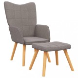 vidaXL Scaun de relaxare cu taburet, gri taupe, 62x68,5x96 cm, textil