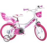 Bicicleta copii Dino Bikes 14&#039; Little Heart alb si roz