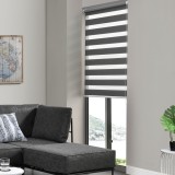 [en.casa] Roleta dubla Zebrarollo 8 - protectie impotriva luminii si a soarelui - jaluzea - fara gaurire, 90 x 220 cm poliester, gri inchis HausGarden